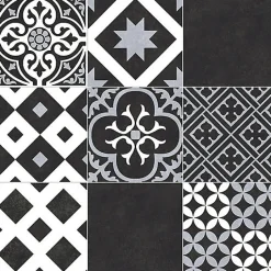 Sol Vinyle effet Carreaux noir et blanc - Rouleau de 4m x 3m-Décoweb New