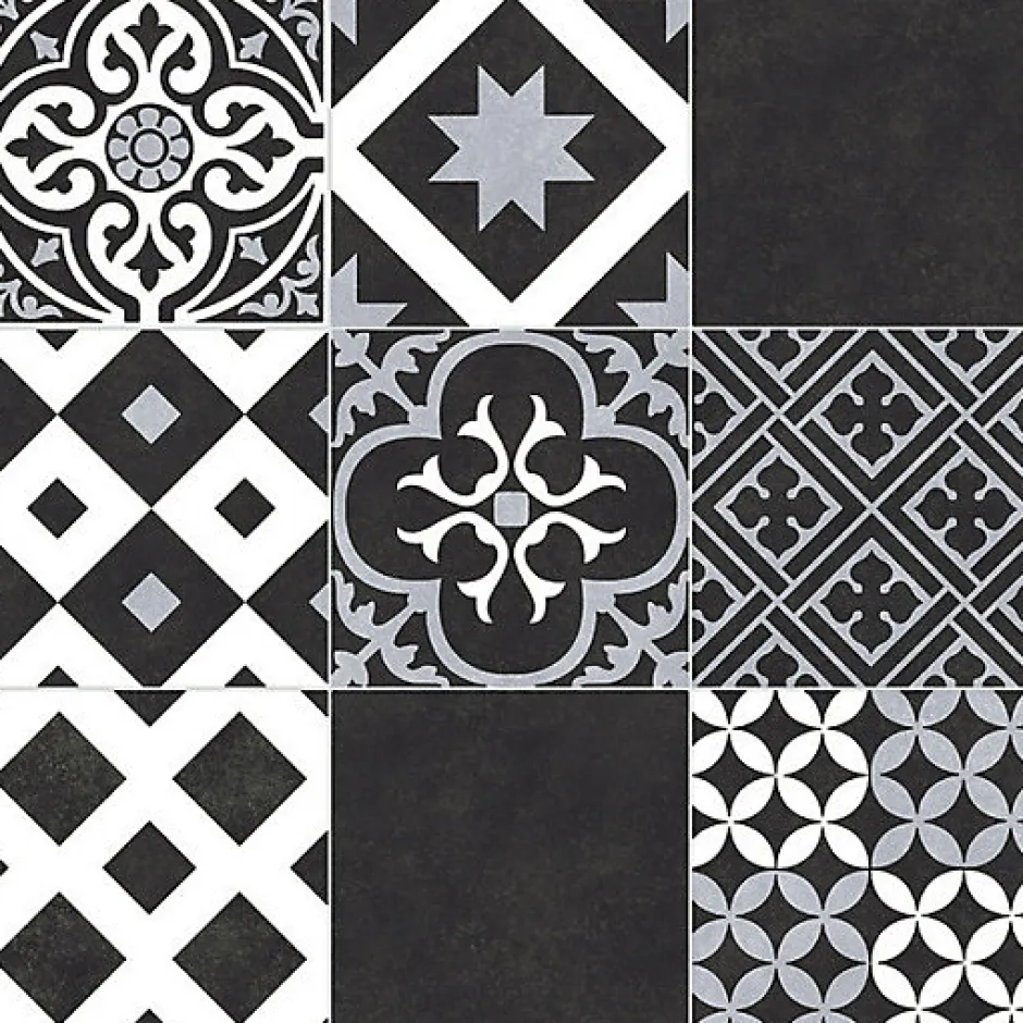 Sol Vinyle effet Carreaux noir et blanc - Rouleau de 4m x 3m-Décoweb New