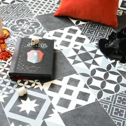 Sol Vinyle effet Carreaux noir et blanc - Rouleau de 4m x 3m-Décoweb New