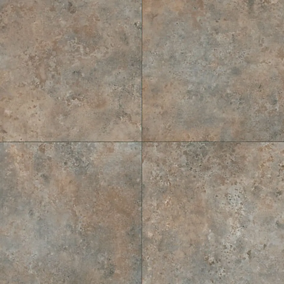 Décoweb Sol Vinyle effet Carrelage métal - Rouille - Rouleau de 2m x 2m