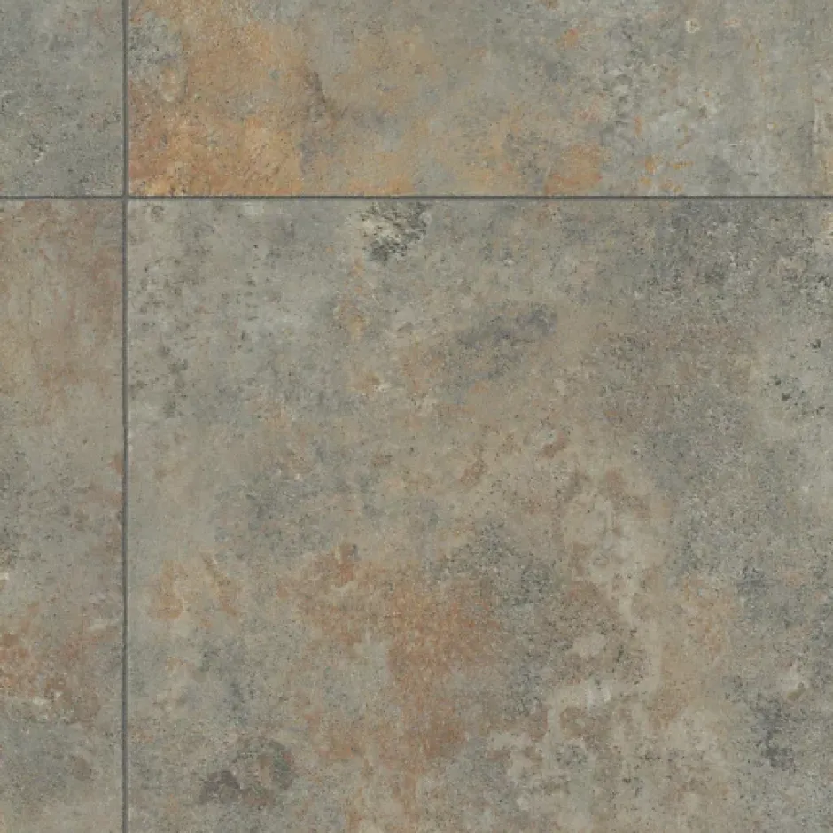 Décoweb Sol Vinyle effet Carrelage métal - Rouille - Rouleau de 2m x 2m