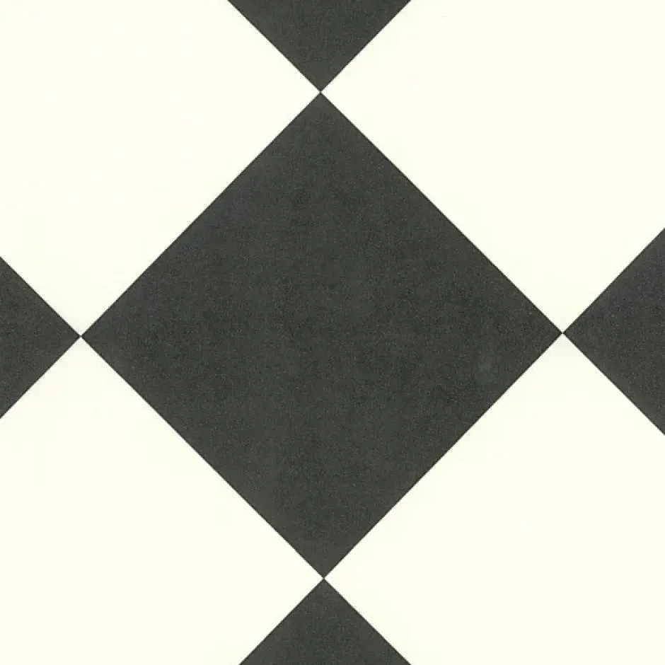 Sol Vinyle effet damier diagonal Noir et blanc - Rouleau de 2m x 2m-Décoweb Outlet