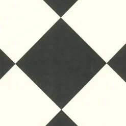 Décoweb Sol Vinyle effet damier diagonal Noir et blanc - Rouleau de 3m x 3m