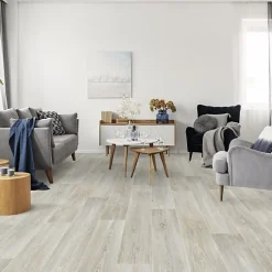 Décoweb Sol vinyle effet parquet chêne scandinave blanchi - Rouleau de 3m x 4m