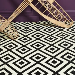 Décoweb Sol Vinyle Imitation Carrelage losange - Rouleau de 2m x 2m