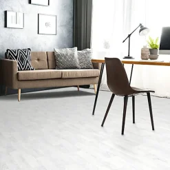 Décoweb Sol vinyle Imitation parquet blanc veinage gris - Rouleau de 2m x 4m