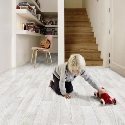 Sol vinyle Imitation parquet blanc veinage gris - Rouleau de 3m x 5m-Décoweb Outlet