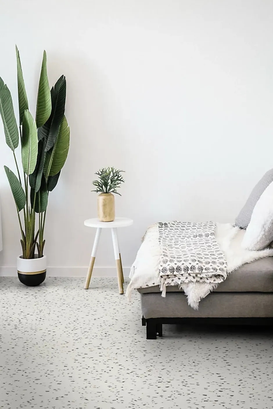 Sol vinyle rouleau Booster Confetti effet béton gris clair L.3m-Gerflor Discount