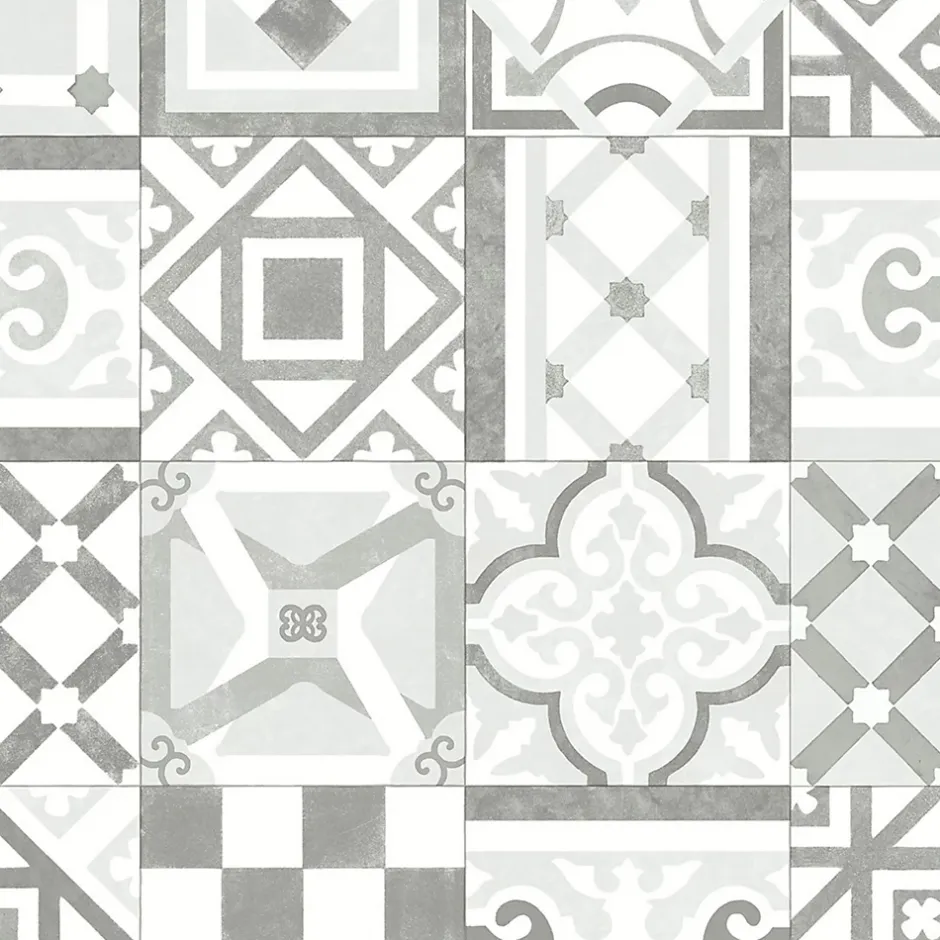 Unilin Sol vinyle rouleau Genova effet carreaux de ciment gris L.2m IVC