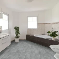 Décoweb Sol Vinyle Style - Imitation Carrelage gris - Rouleau de 4m x 13m