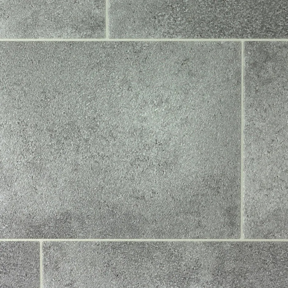 Décoweb Sol Vinyle Style - Imitation Carrelage gris - Rouleau de 4m x 13m