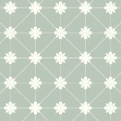 Sol Vinyle Textile - Aspect carreaux vert sauge - Rouleau de 4m x 7m-Décoweb Online