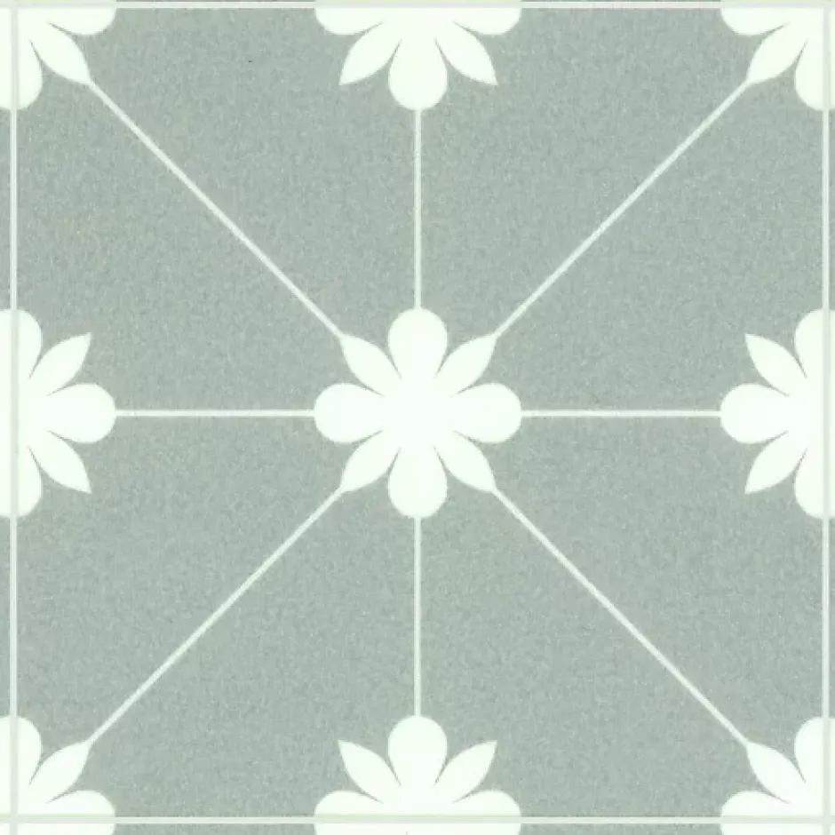 Décoweb Sol Vinyle Textile - Aspect carreaux vert sauge - Rouleau de 2m x 5m