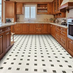 Décoweb Sol vinyle Textile - Aspect dalles en pierre & cabochons - Rouleau de 2m x 2m