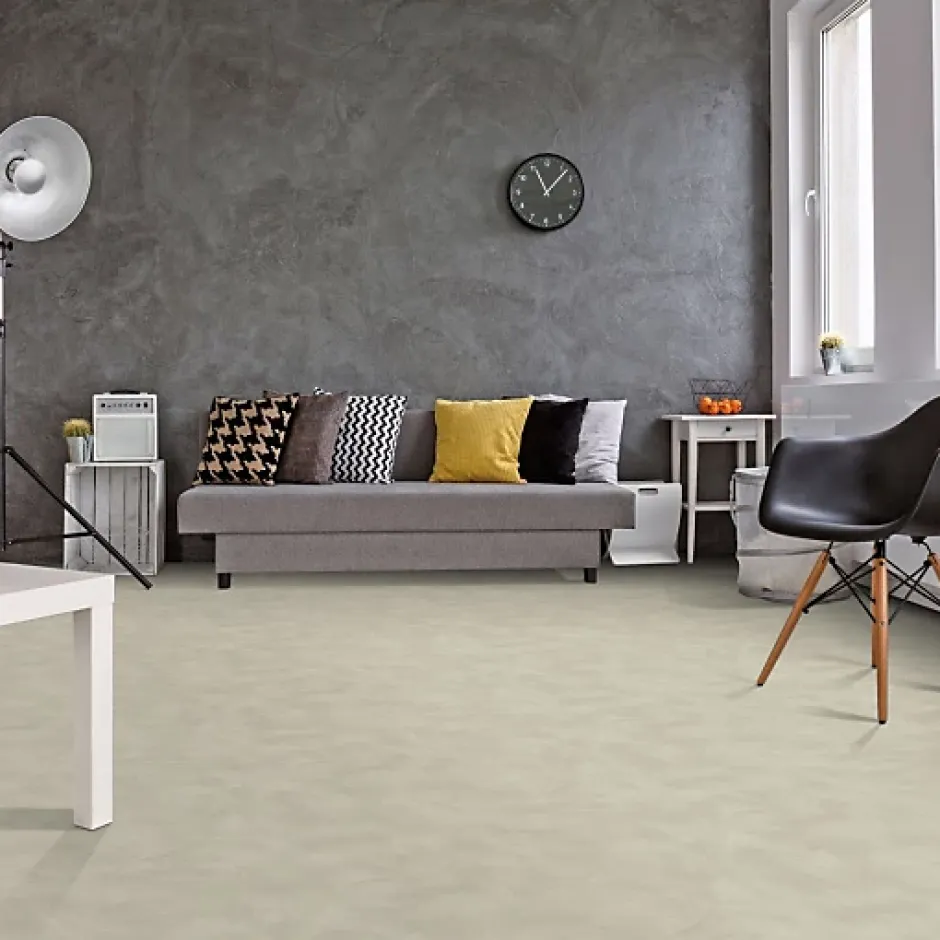 Décoweb Sol vinyle Textile - Effet béton lissé gris centaure - Rouleau de 4m x 5m