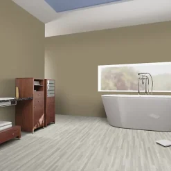 Décoweb Sol vinyle Textile - effet parquet lames étroites grises - Rouleau de 4m x 6m