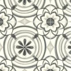 Sol Vinyle Textile carreaux de ciment Andalousie noir - Rouleau de 3m x 4m-Décoweb Discount