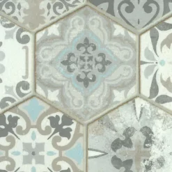 Sol vinyle Textile effet carrelage hexagonal - Rouleau de 4m x 3m-Décoweb Clearance