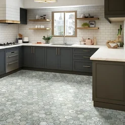 Sol vinyle Textile effet carrelage hexagonal - Rouleau de 4m x 3m-Décoweb Clearance