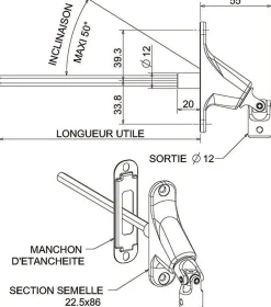 Zurfluh-Feller SORTIE DE CAISSON 90 DEGRÉS ENTREE DIAMETRE 12 SORTIE C6 LG300 - BLANC (EMBASE ETROITE)