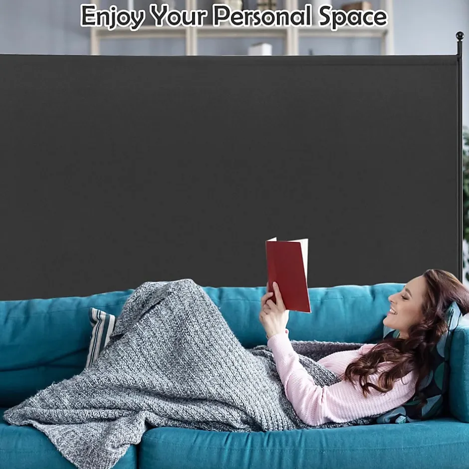 Giantex Séparateur de Pièce 184 x 184 cm, Paravent de Confidentialité sur roulettes, Paravent Autoportant pour Salon, Chambre, Gris