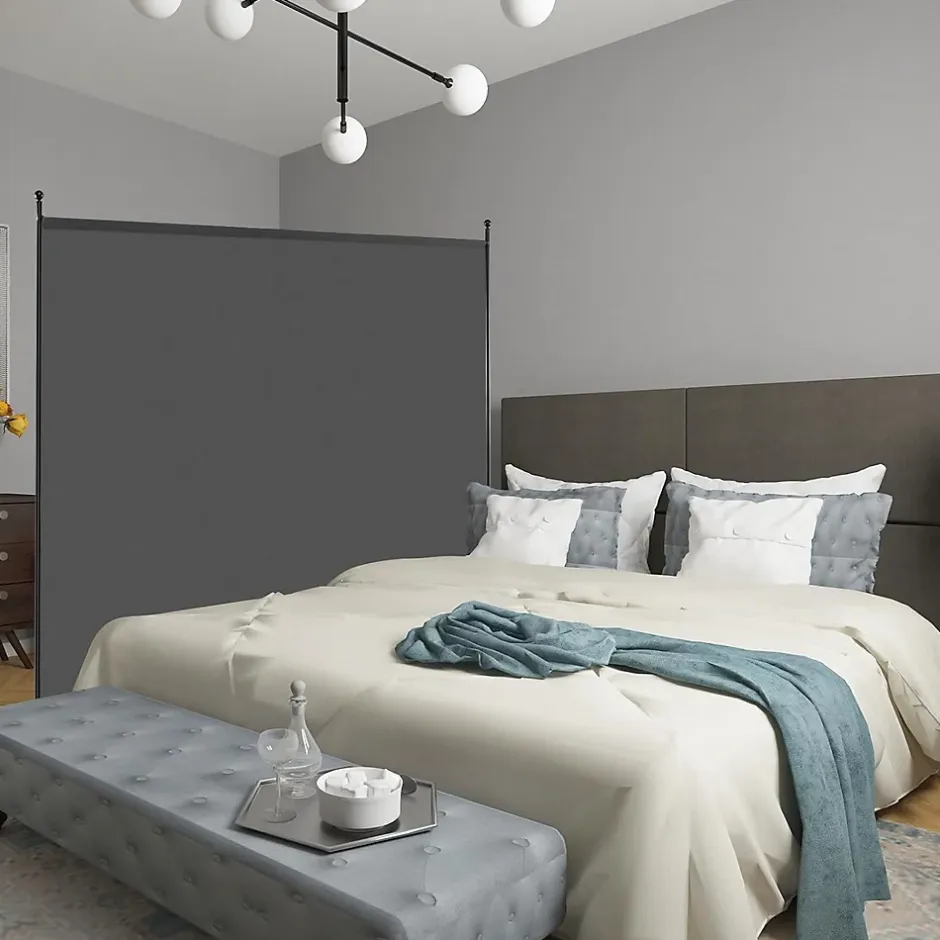 Giantex Séparateur de Pièce 184 x 184 cm, Paravent de Confidentialité sur roulettes, Paravent Autoportant pour Salon, Chambre, Gris