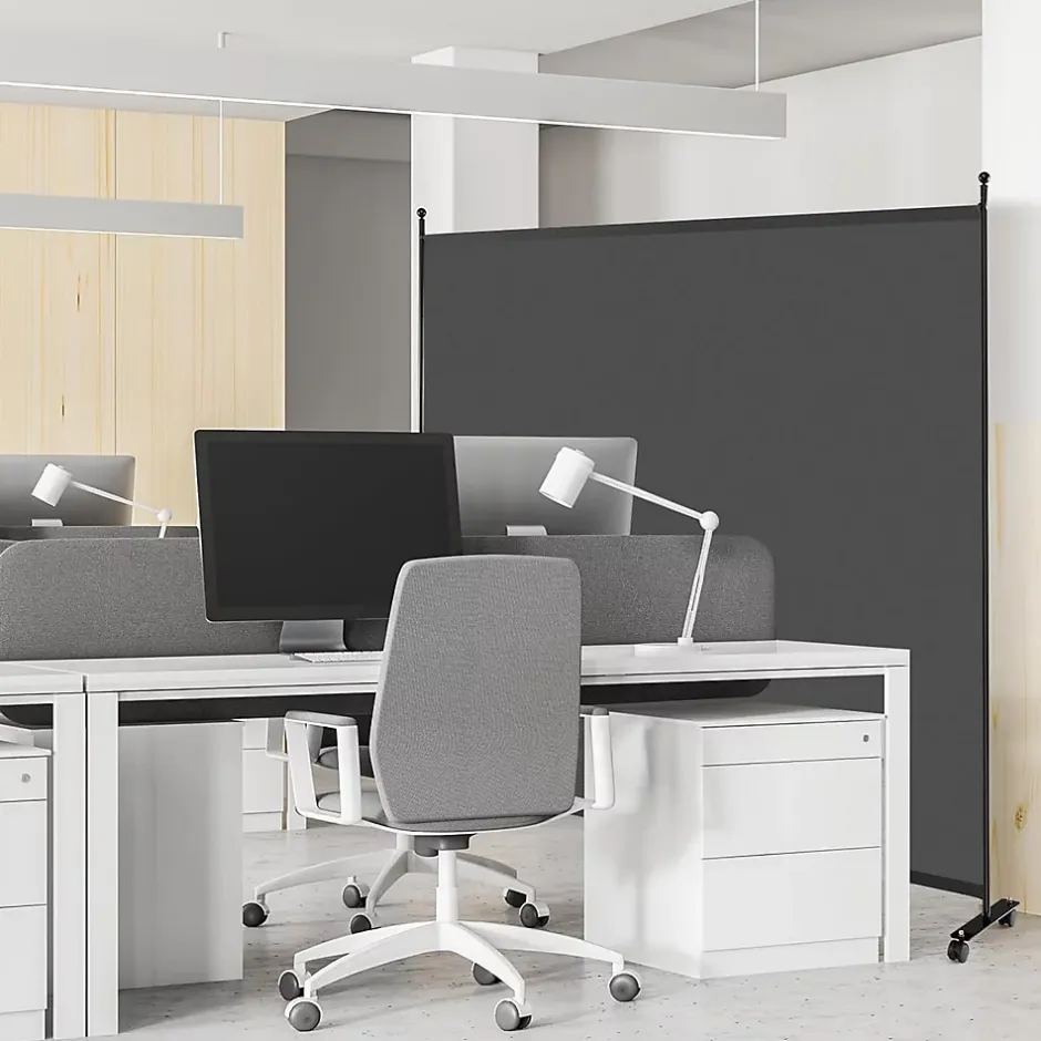 Giantex Séparateur de Pièce 184 x 184 cm, Paravent de Confidentialité sur roulettes, Paravent Autoportant pour Salon, Chambre, Gris