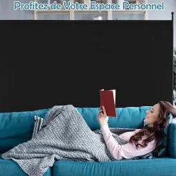 Séparateur de Pièce 184 x 184 cm, Paravent de Confidentialité sur roulettes, Paravent Autoportant pour Salon, Chambre, Noir-Giantex Best