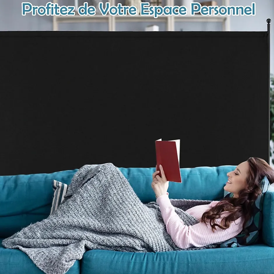 Séparateur de Pièce 184 x 184 cm, Paravent de Confidentialité sur roulettes, Paravent Autoportant pour Salon, Chambre, Noir-Giantex Best