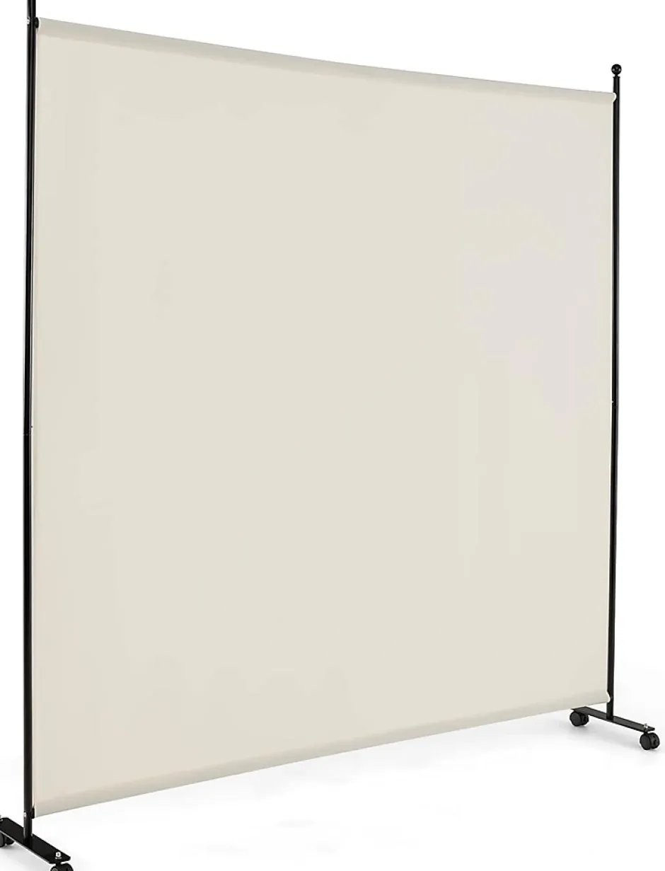 Séparateur de Pièce 184 x 184 cm, Paravent de Confidentialité sur roulettes, Paravent Autoportant pour Salon, Chambre, Blanc-Giantex