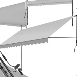 Tectake Store à pince sans perçage en polyester 400 x 180 cm gris clair