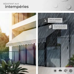 Tectake Store à pince sans perçage en polyester 400 x 180 cm gris clair