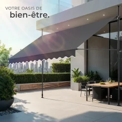 Tectake Store à pince sans perçage en polyester 350 x 180 cm gris