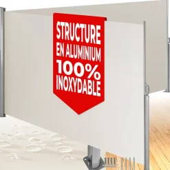 Store latéral double 160 x 600 cm en Aluminium beige-Tectake