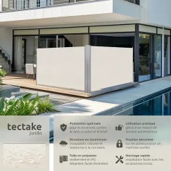 Store latéral double 160 x 600 cm en Aluminium beige-Tectake