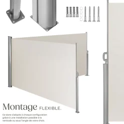 Store latéral double 160 x 600 cm en Aluminium beige-Tectake