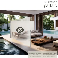 Store latéral double 160 x 600 cm en Aluminium beige-Tectake