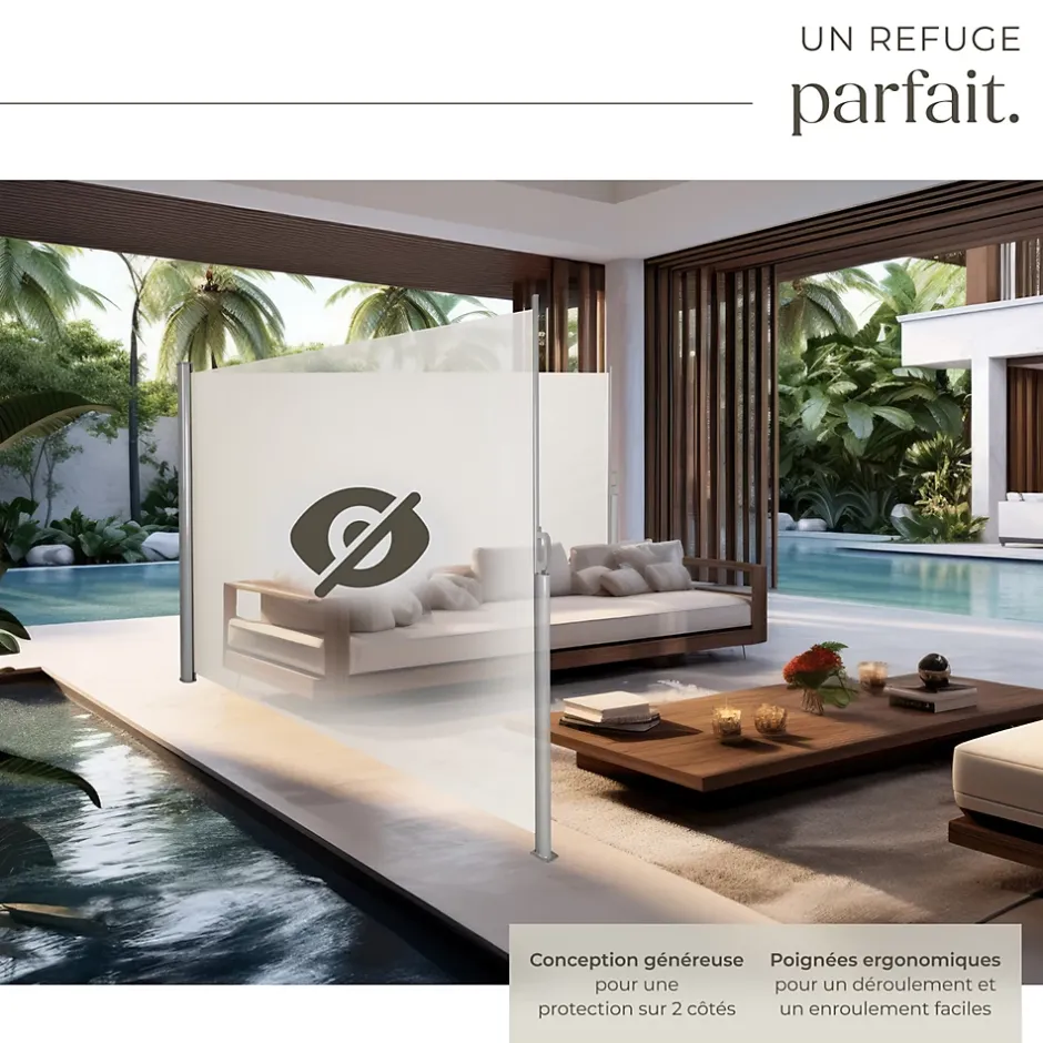 Store latéral double 160 x 600 cm en Aluminium beige-Tectake