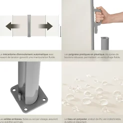 Store latéral double 160 x 600 cm en Aluminium beige-Tectake