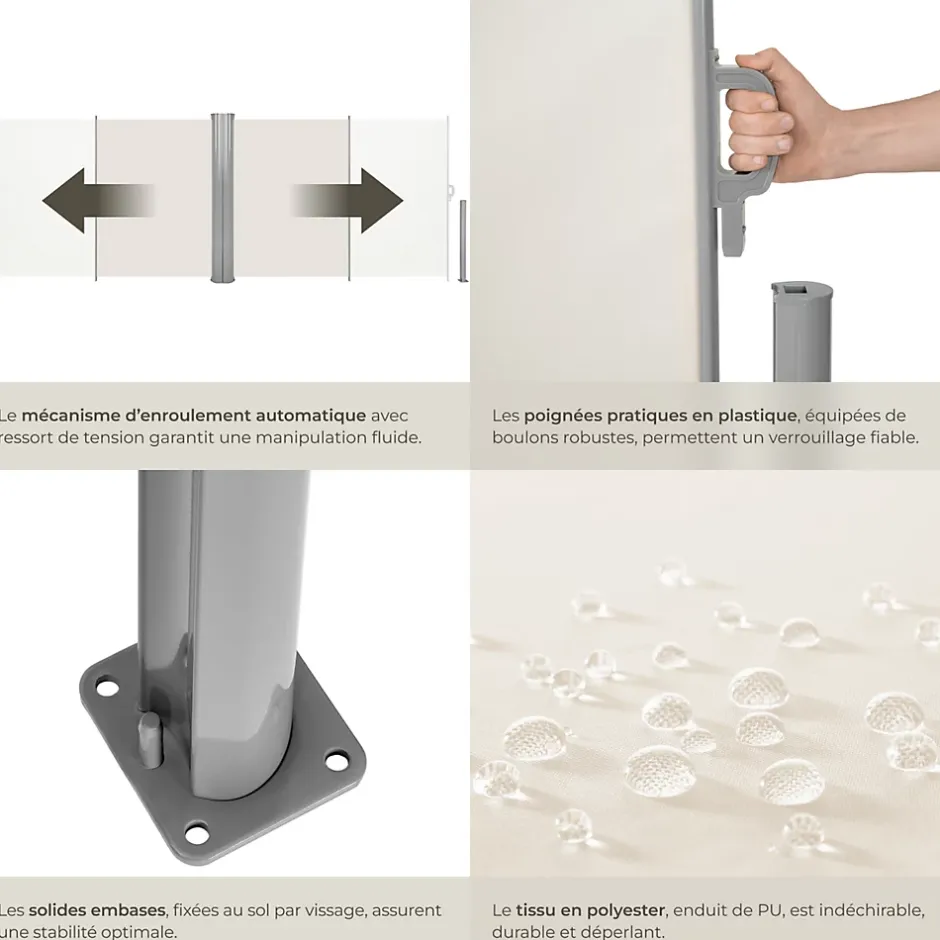 Store latéral double 160 x 600 cm en Aluminium beige-Tectake