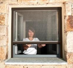 Store Moustiquaire Recoupable LUXE - L100 x H160cm - Marron RAL 8014-Avosdim Outlet