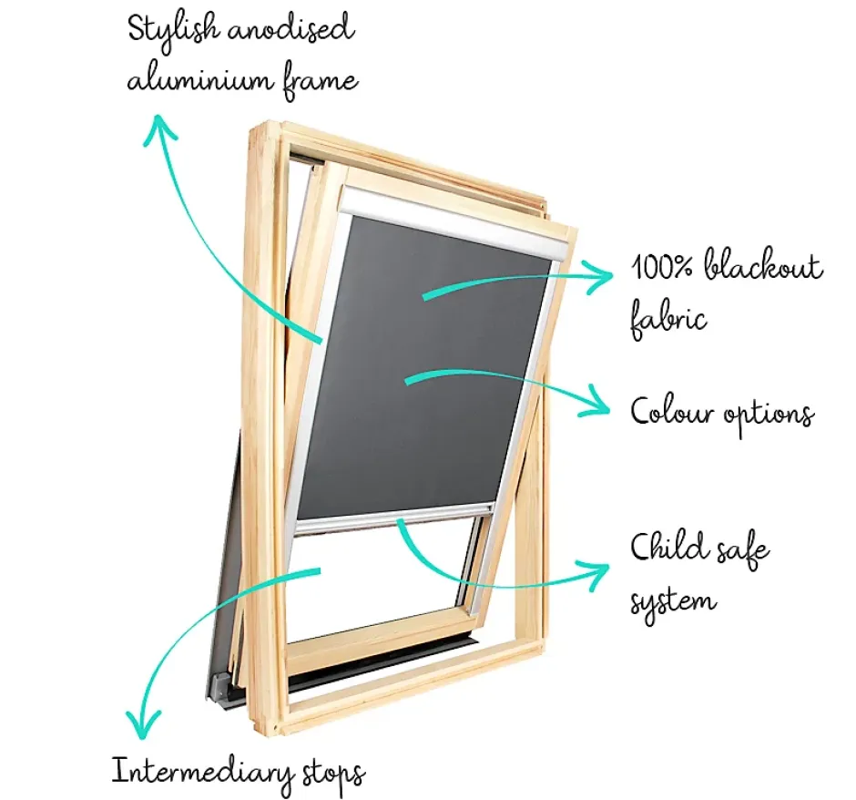 Avosdim Store occultant compatible fenêtre de toit VELUX pour dimension CK02 - Gris Anthracite