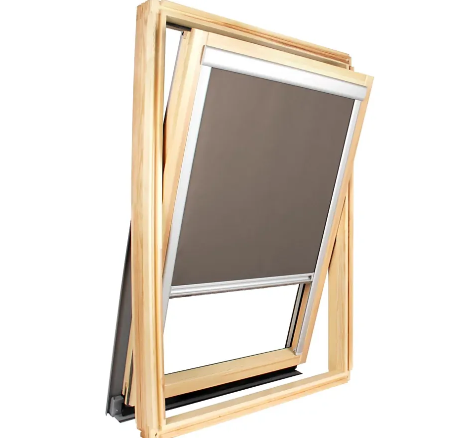 Avosdim Store occultant pour fenêtre de toit ROTO - Taupe - avec un vitrage de H 103,5 x 100 cm