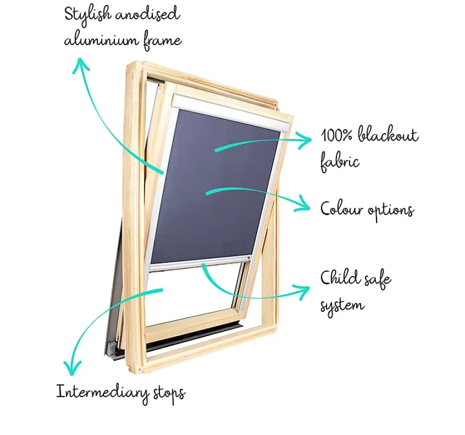 Store occultant pour fenêtre de toit ROTO - Noir - avec un vitrage de H 103,5 x 100 cm-Avosdim New
