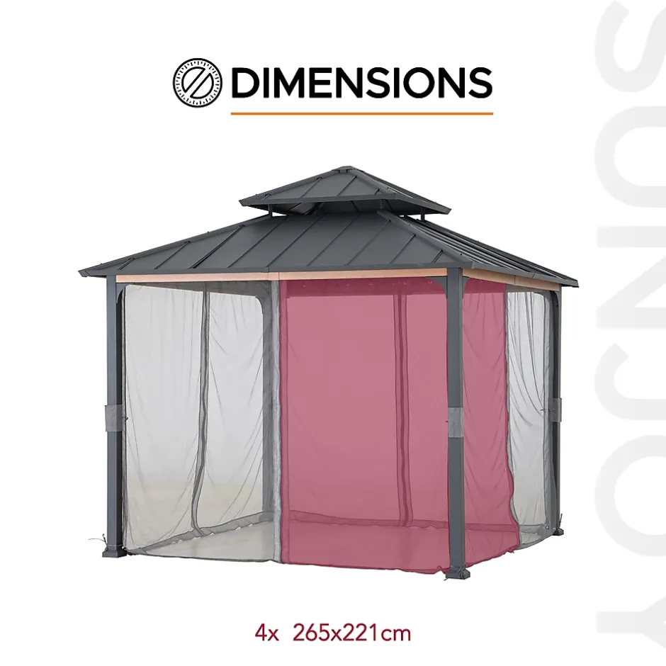 Sunjoy Filet pour tonnelle en bois de cèdre 300cm x 300cm