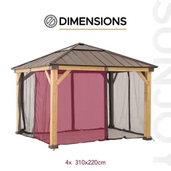 Filet pour tonnelle en bois de cèdre 336cm x 336cm-Sunjoy