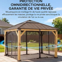 Filet pour tonnelle en bois de cèdre 336cm x 336cm-Sunjoy