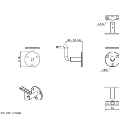 Support mural de rampe d’escalier ajustable acier noir-Fortia Sale