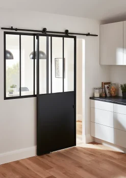 Système coulissant noir Indus pour porte- Sale