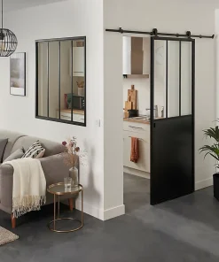 Système coulissant noir Indus pour porte- Sale